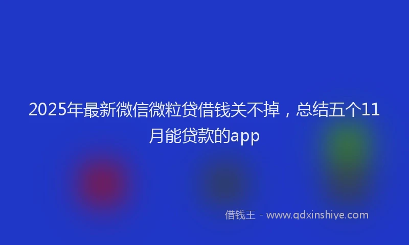 2025年最新微信微粒贷借钱关不掉，总结五个11月能贷款的app
