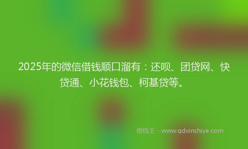 2025年的微信借钱顺口溜有：还呗、团贷网、快贷通、小花钱包、柯基贷等。