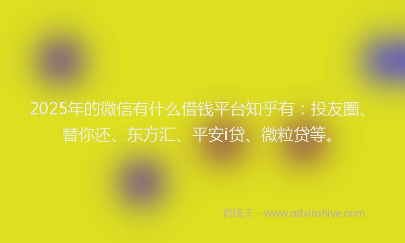 2025年的微信有什么借钱平台知乎有：投友圈、替你还、东方汇、平安i贷、微粒贷等。