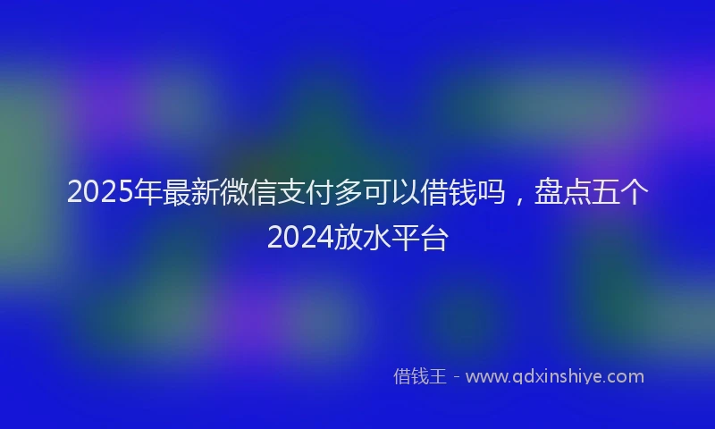 2025年最新微信支付多可以借钱吗，盘点五个2024放水平台