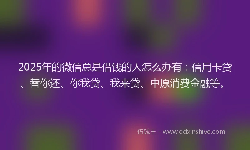 2025年的微信总是借钱的人怎么办有：信用卡贷、替你还、你我贷、我来贷、中原消费金融等。