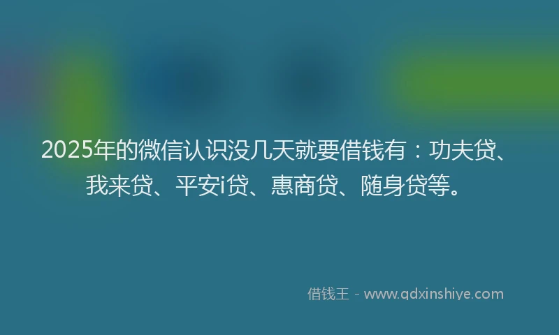 2025年的微信认识没几天就要借钱有：功夫贷、我来贷、平安i贷、惠商贷、随身贷等。