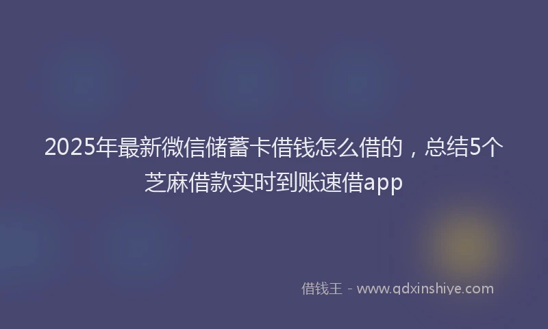 2025年最新微信储蓄卡借钱怎么借的，总结5个芝麻借款实时到账速借app
