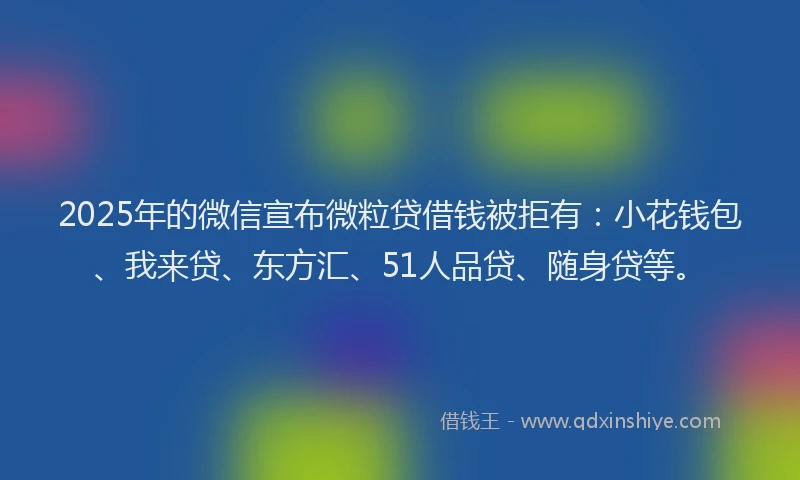 2025年的微信宣布微粒贷借钱被拒有：小花钱包、我来贷、东方汇、51人品贷、随身贷等。