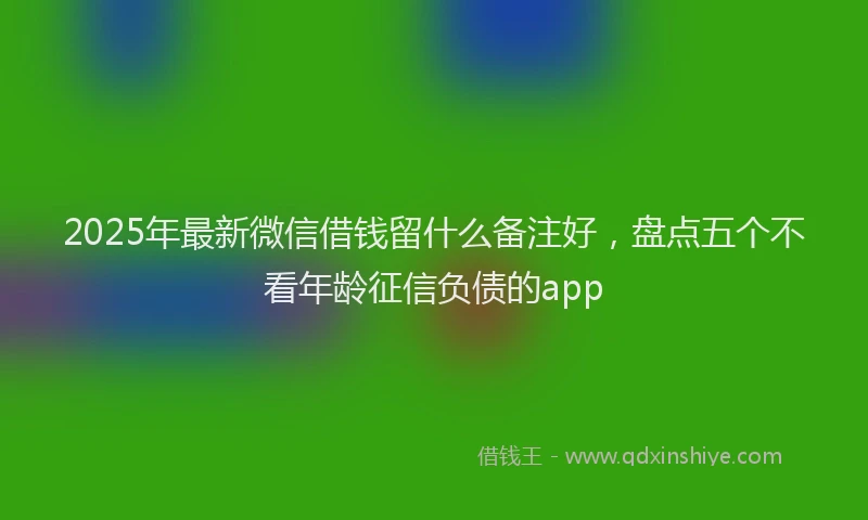2025年最新微信借钱留什么备注好，盘点五个不看年龄征信负债的app
