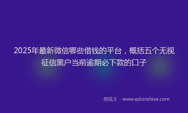 2025年最新微信哪些借钱的平台，概括五个无视征信黑户当前逾期必下款的口子