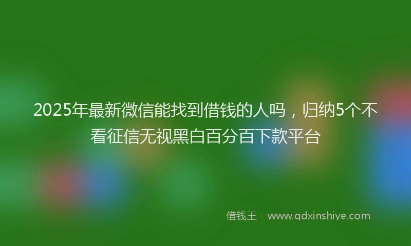 2025年最新微信能找到借钱的人吗，归纳5个不看征信无视黑白百分百下款平台