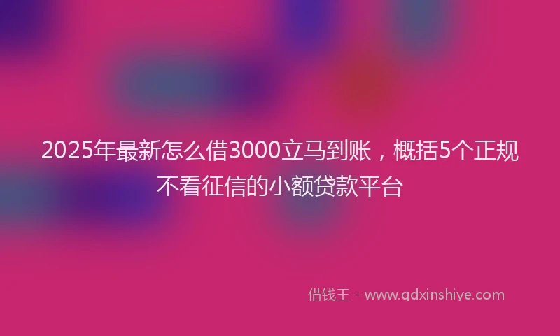 2025年最新怎么借3000立马到账，概括5个正规不看征信的小额贷款平台