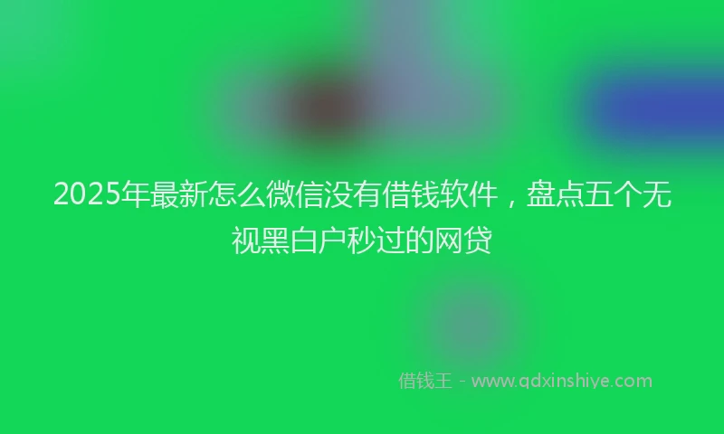 2025年最新怎么微信没有借钱软件，盘点五个无视黑白户秒过的网贷