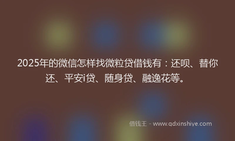 2025年的微信怎样找微粒贷借钱有：还呗、替你还、平安i贷、随身贷、融逸花等。
