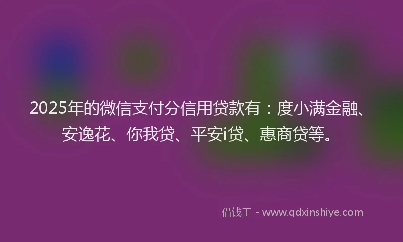2025年的微信支付分信用贷款有：度小满金融、安逸花、你我贷、平安i贷、惠商贷等。