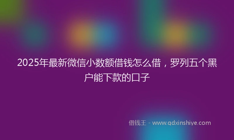 2025年最新微信小数额借钱怎么借，罗列五个黑户能下款的口子
