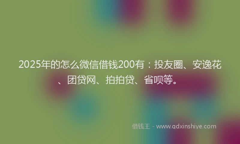2025年的怎么微信借钱200有：投友圈、安逸花、团贷网、拍拍贷、省呗等。
