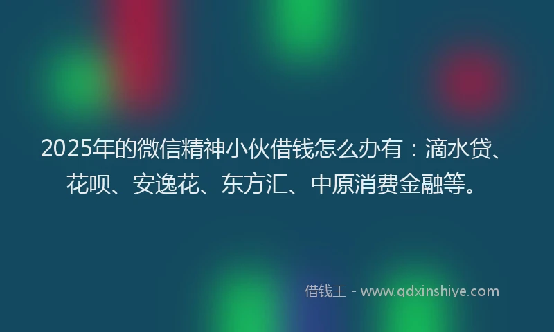 2025年的微信精神小伙借钱怎么办有：滴水贷、花呗、安逸花、东方汇、中原消费金融等。