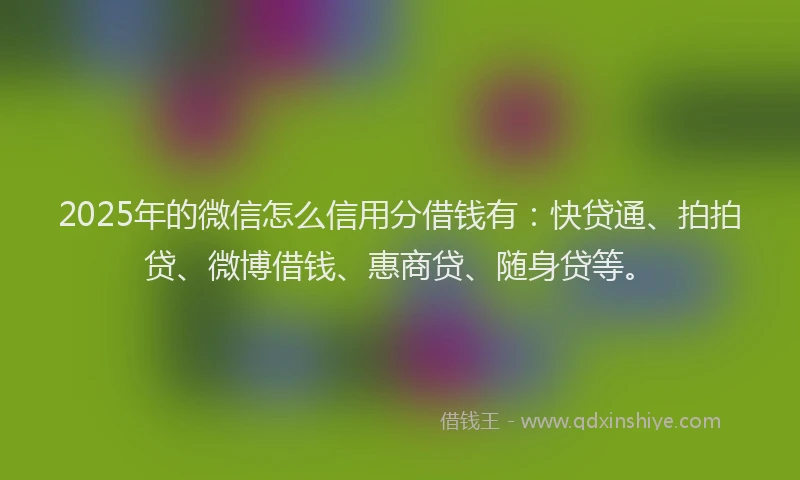 2025年的微信怎么信用分借钱有：快贷通、拍拍贷、微博借钱、惠商贷、随身贷等。