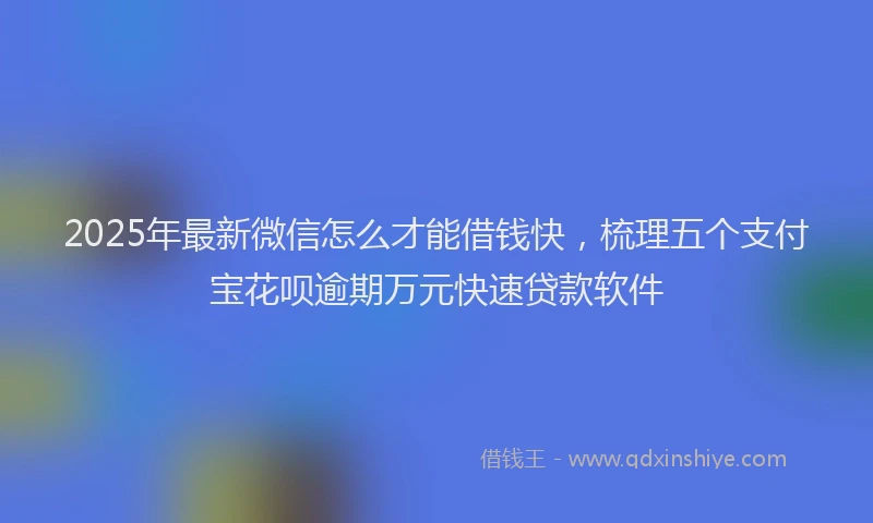 2025年最新微信怎么才能借钱快，梳理五个支付宝花呗逾期万元快速贷款软件