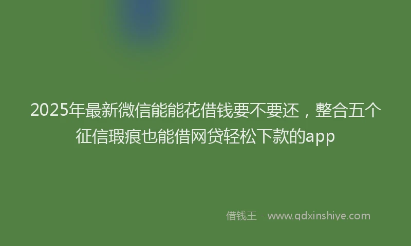2025年最新微信能能花借钱要不要还，整合五个征信瑕疵也能借网贷轻松下款的app