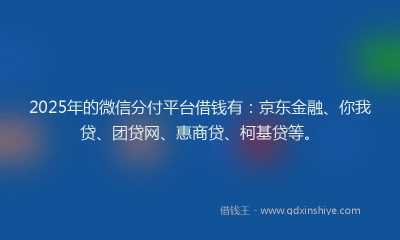 2025年的微信分付平台借钱有：京东金融、你我贷、团贷网、惠商贷、柯基贷等。