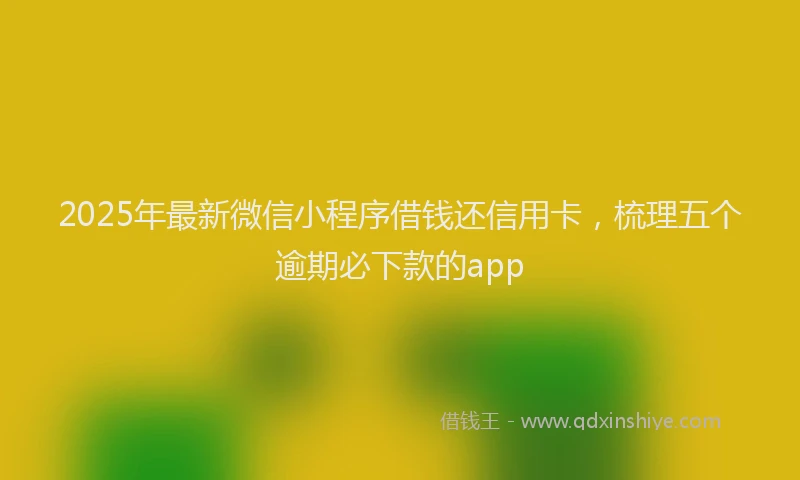 2025年最新微信小程序借钱还信用卡，梳理五个逾期必下款的app