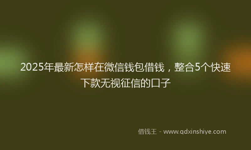 2025年最新怎样在微信钱包借钱，整合5个快速下款无视征信的口子
