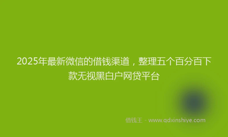 2025年最新微信的借钱渠道，整理五个百分百下款无视黑白户网贷平台