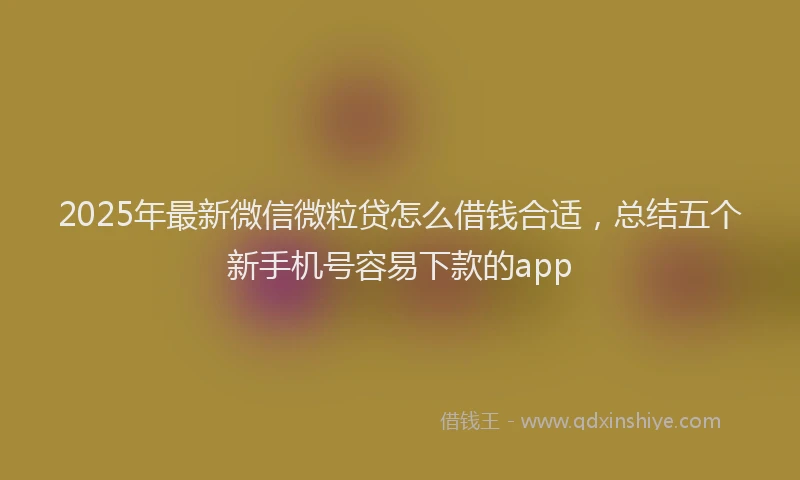 2025年最新微信微粒贷怎么借钱合适，总结五个新手机号容易下款的app