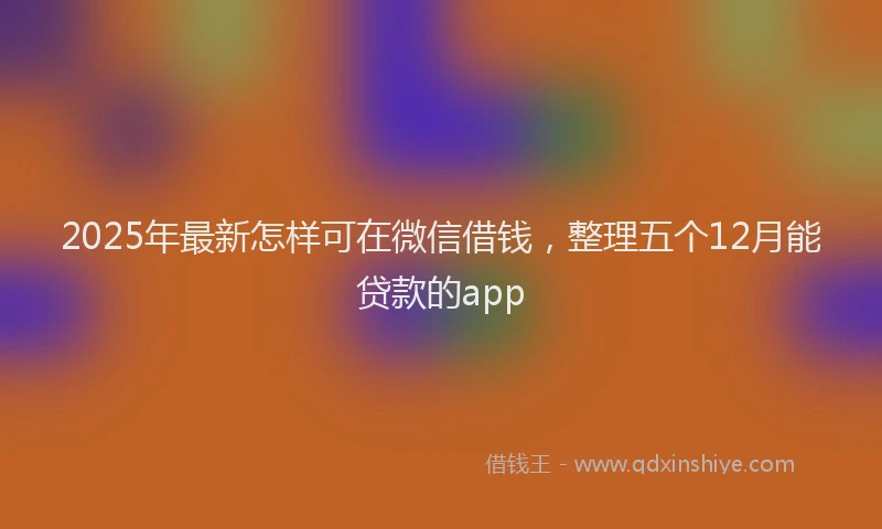 2025年最新怎样可在微信借钱，整理五个12月能贷款的app
