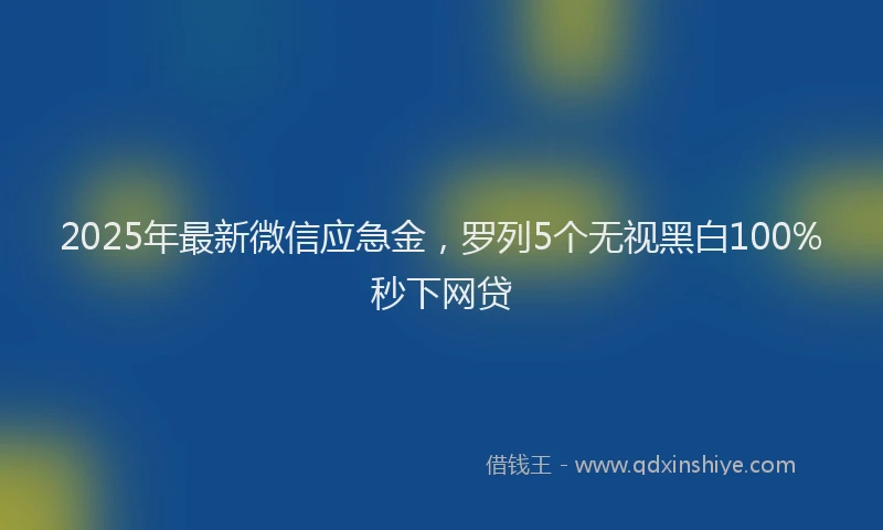 2025年最新微信应急金，罗列5个无视黑白100%秒下网贷