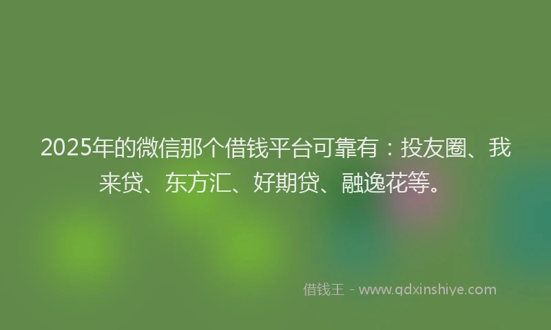 2025年的微信那个借钱平台可靠有：投友圈、我来贷、东方汇、好期贷、融逸花等。