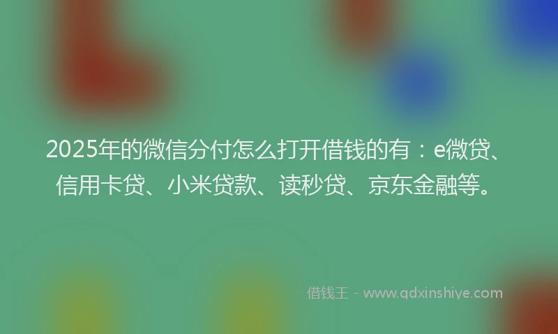2025年的微信分付怎么打开借钱的有：e微贷、信用卡贷、小米贷款、读秒贷、京东金融等。
