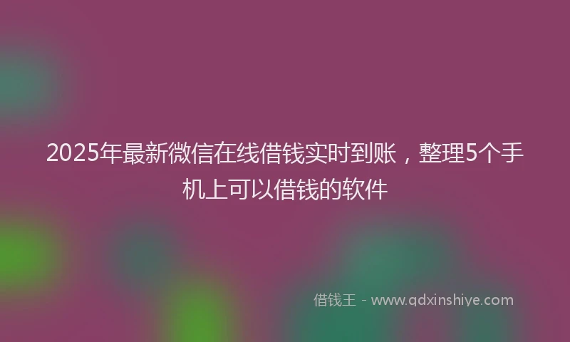2025年最新微信在线借钱实时到账，整理5个手机上可以借钱的软件