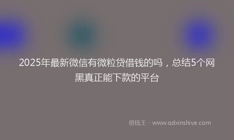 2025年最新微信有微粒贷借钱的吗，总结5个网黑真正能下款的平台