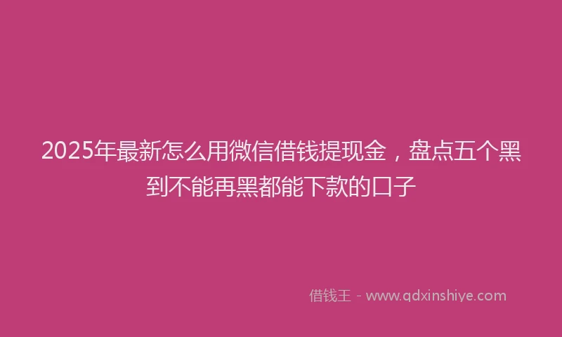 2025年最新怎么用微信借钱提现金，盘点五个黑到不能再黑都能下款的口子