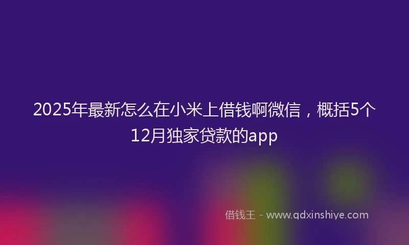 2025年最新怎么在小米上借钱啊微信，概括5个12月独家贷款的app