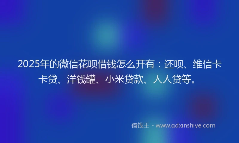 2025年的微信花呗借钱怎么开有：还呗、维信卡卡贷、洋钱罐、小米贷款、人人贷等。