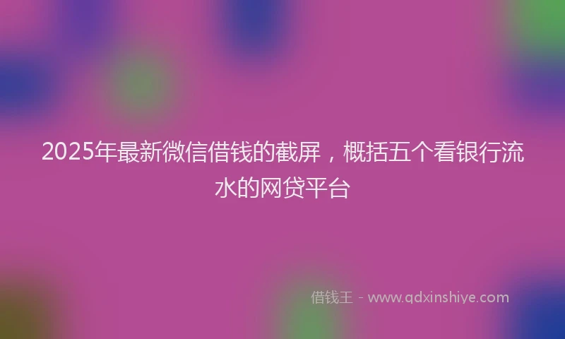 2025年最新微信借钱的截屏，概括五个看银行流水的网贷平台