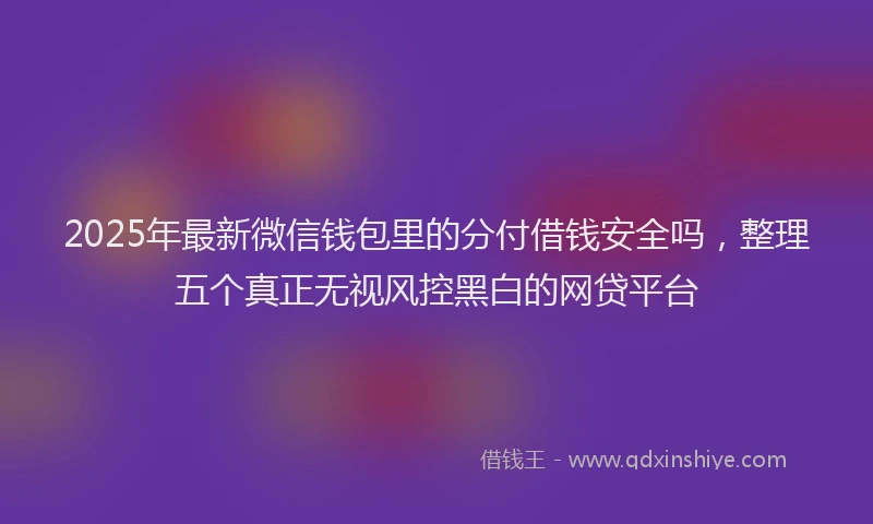 2025年最新微信钱包里的分付借钱安全吗，整理五个真正无视风控黑白的网贷平台