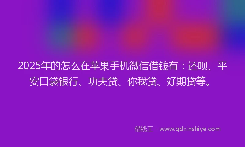 2025年的怎么在苹果手机微信借钱有：还呗、平安口袋银行、功夫贷、你我贷、好期贷等。