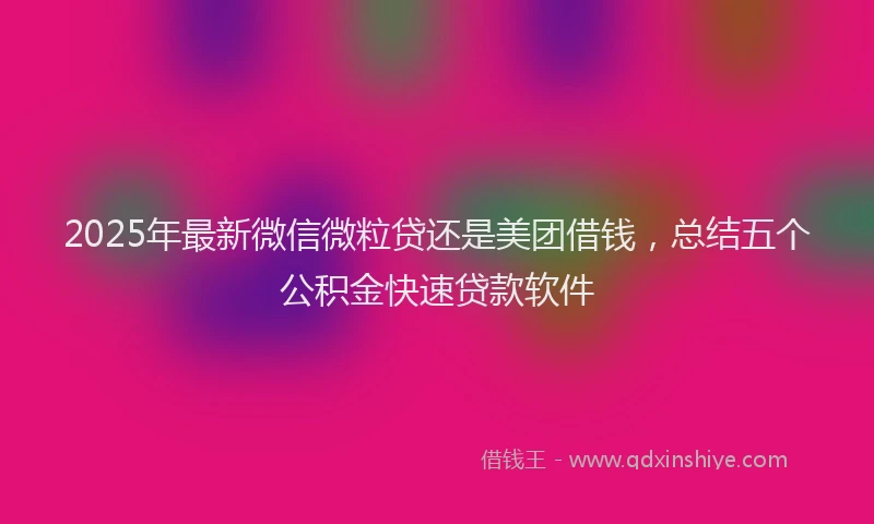 2025年最新微信微粒贷还是美团借钱，总结五个公积金快速贷款软件