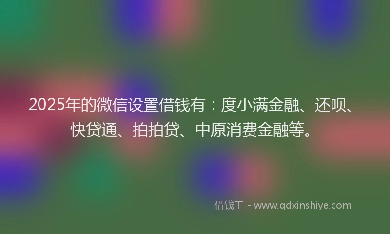 2025年的微信设置借钱有：度小满金融、还呗、快贷通、拍拍贷、中原消费金融等。
