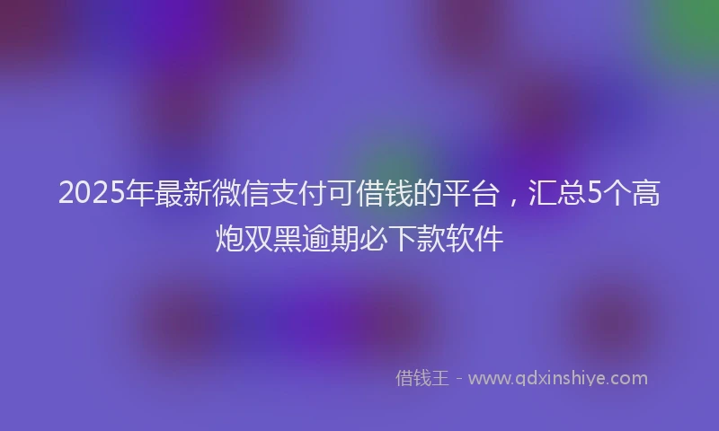 2025年最新微信支付可借钱的平台，汇总5个高炮双黑逾期必下款软件