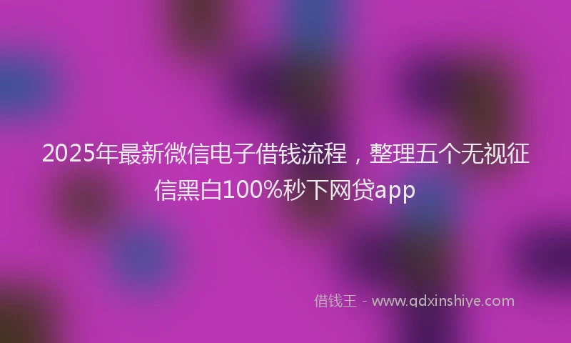 2025年最新微信电子借钱流程，整理五个无视征信黑白100%秒下网贷app