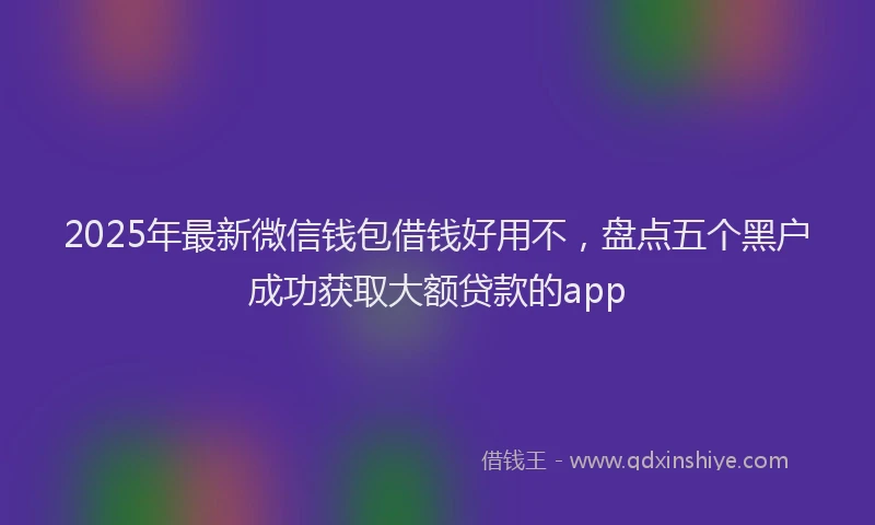 2025年最新微信钱包借钱好用不，盘点五个黑户成功获取大额贷款的app