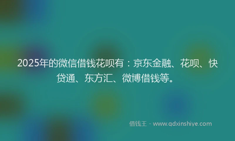 2025年的微信借钱花呗有：京东金融、花呗、快贷通、东方汇、微博借钱等。