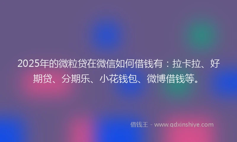 2025年的微粒贷在微信如何借钱有：拉卡拉、好期贷、分期乐、小花钱包、微博借钱等。