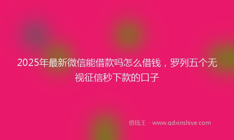2025年最新微信能借款吗怎么借钱，罗列五个无视征信秒下款的口子