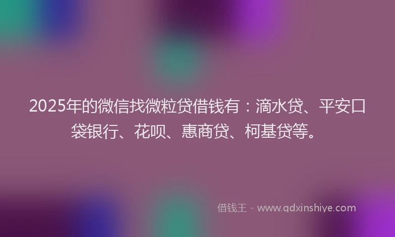 2025年的微信找微粒贷借钱有：滴水贷、平安口袋银行、花呗、惠商贷、柯基贷等。