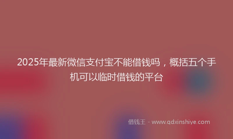 2025年最新微信支付宝不能借钱吗，概括五个手机可以临时借钱的平台