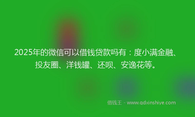 2025年的微信可以借钱贷款吗有：度小满金融、投友圈、洋钱罐、还呗、安逸花等。