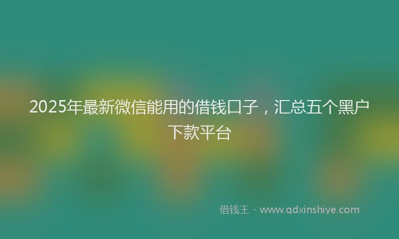 2025年最新微信能用的借钱口子，汇总五个黑户下款平台